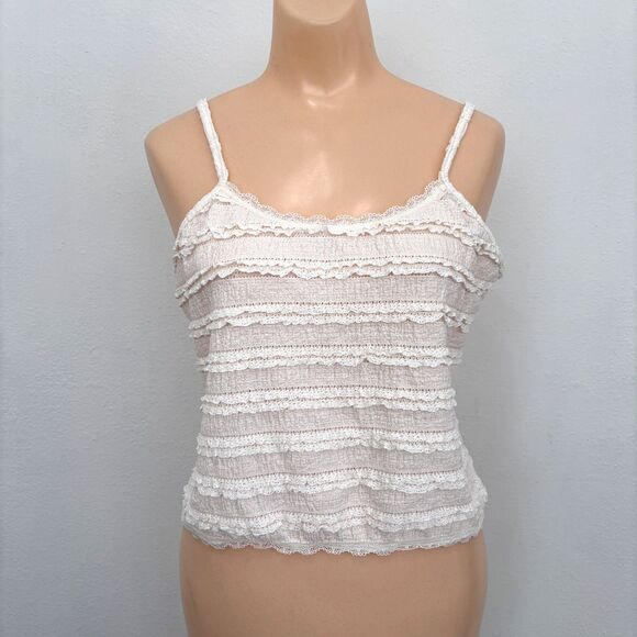 No Boundaries Tops - Womens Coquette Lace Tank Top XL Cottage Dainty Indie Feminine Soft Girl